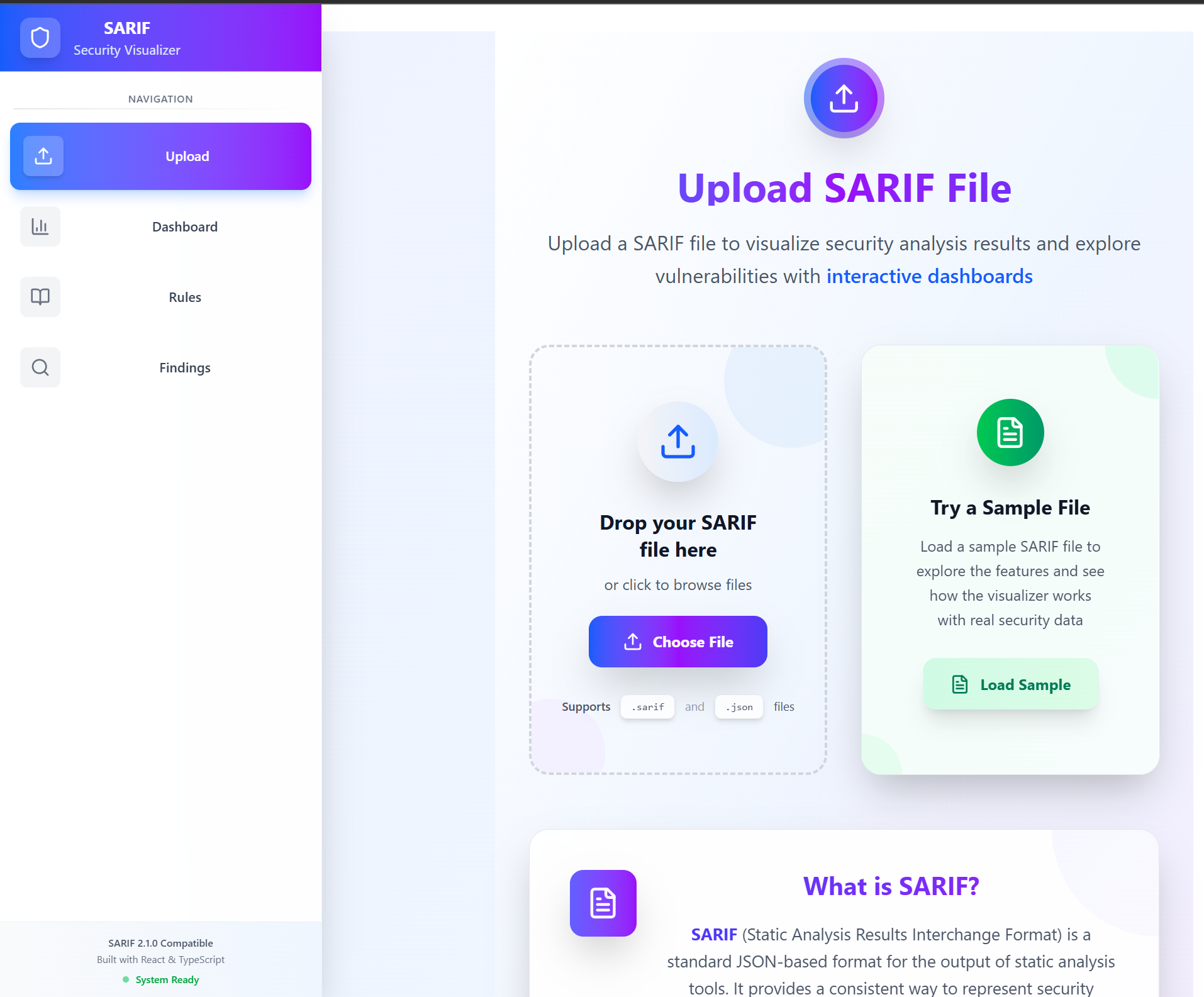 SARIF Visualizer Upload Page